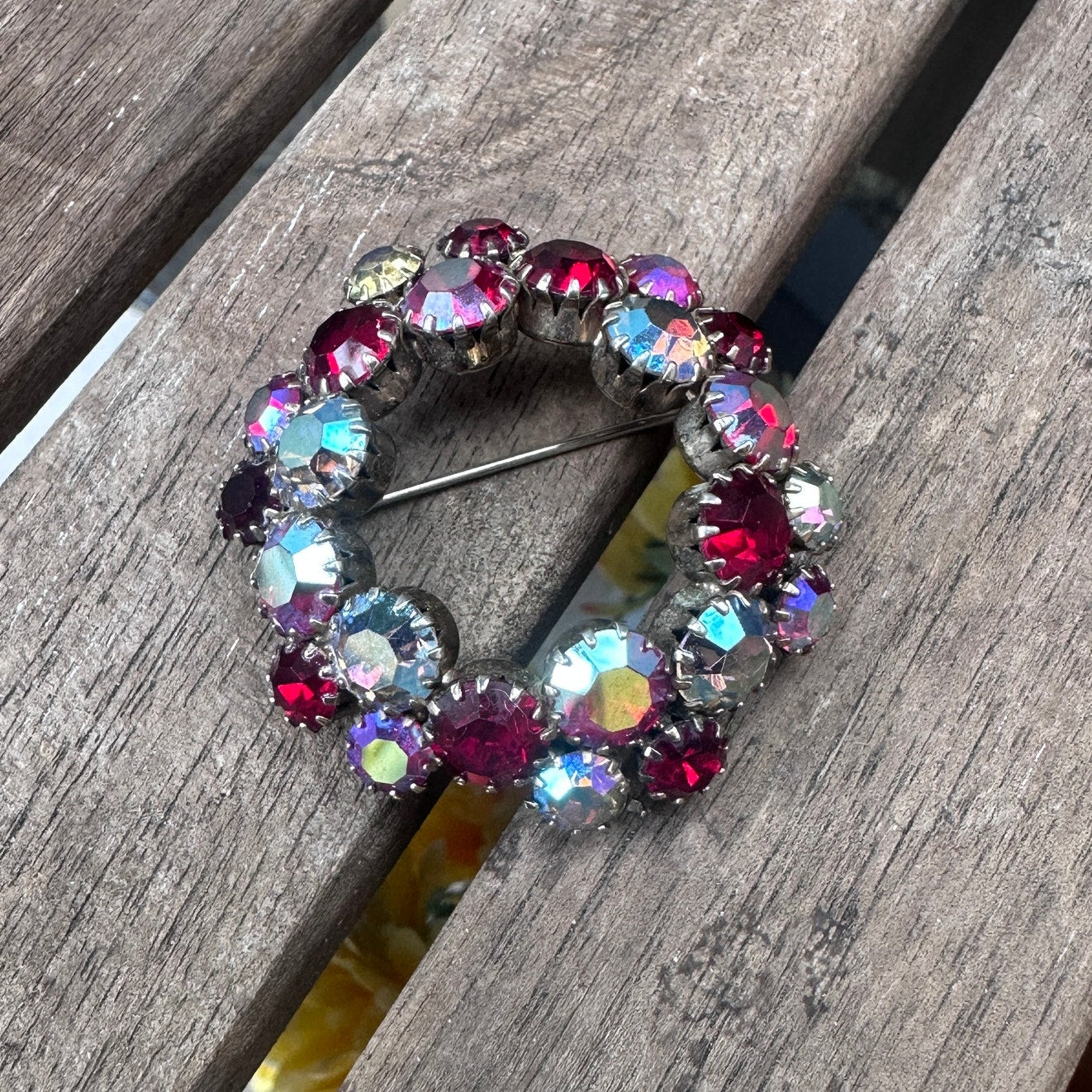 Vintage 1950-1960 Aurora Borealis Austrian Crystal Rhinestone Brooch