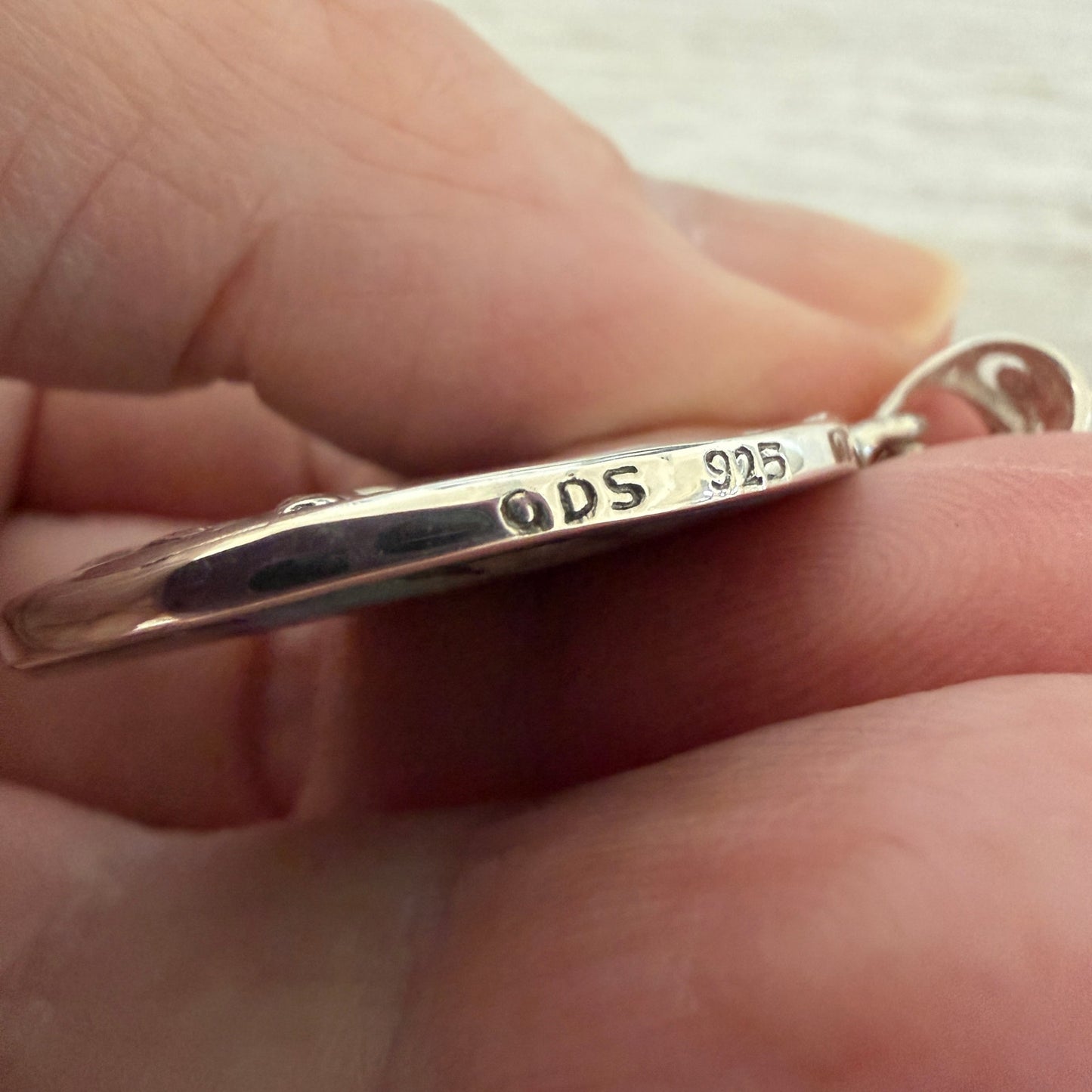 Sterling Silver Dolphin Pendant with Blue Abalone Shell Backing