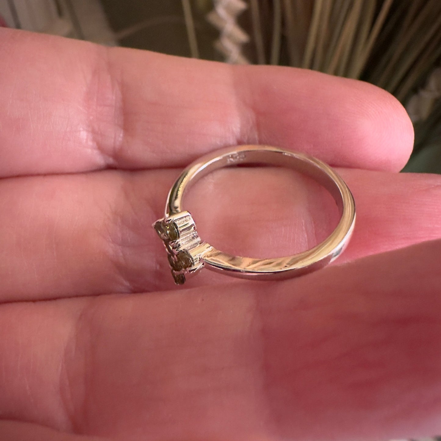 Sterling Silver Cross Green CZ Ring