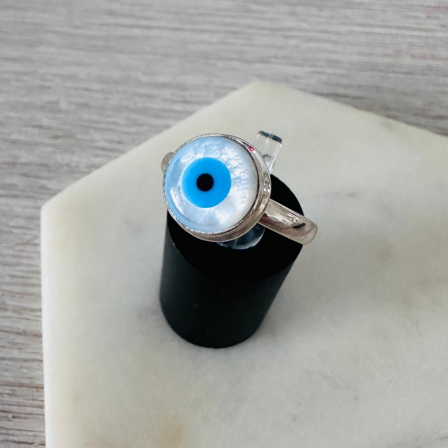 Evil Eye Composite Shell And Turquoise Sterling Silver Ring