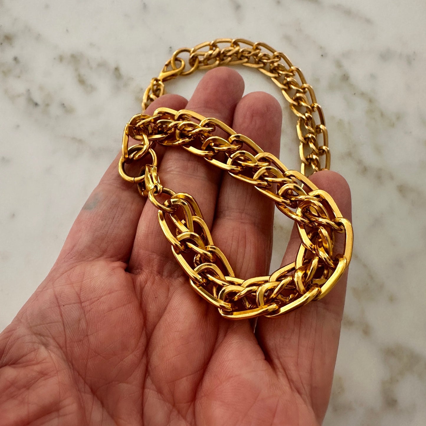 Chunky Gold-Tone Chain Link Necklace & Bracelet Set