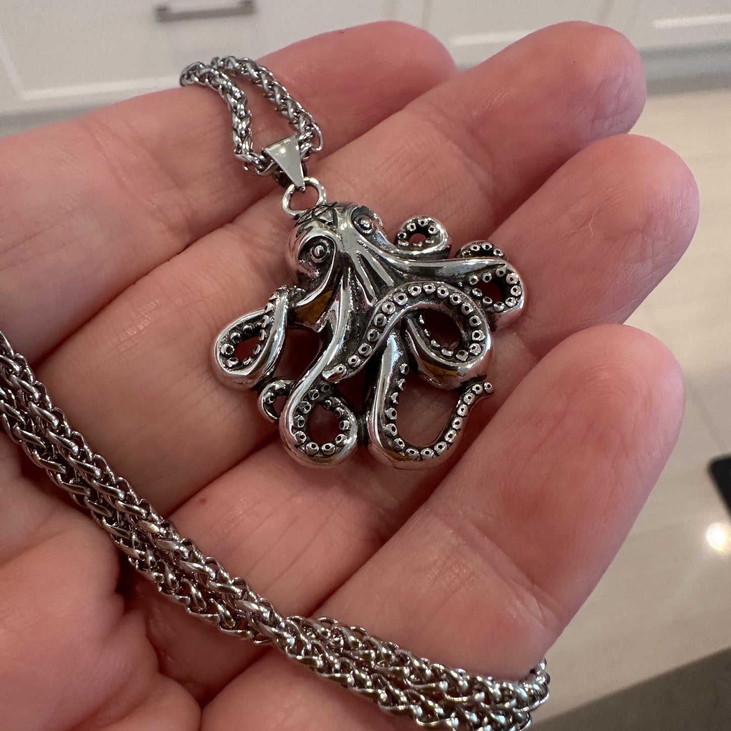 Sterling Silver Octopus Necklace – Oxidized Finish