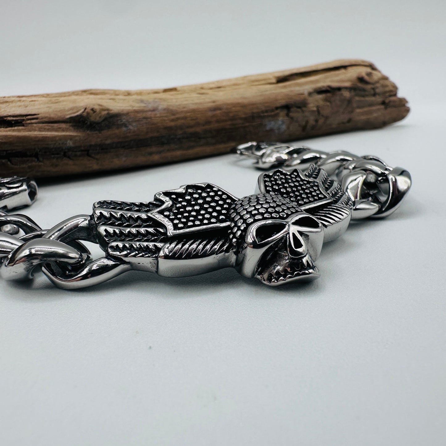 Punk Wings Skull Head Stainless Steel Bracelet