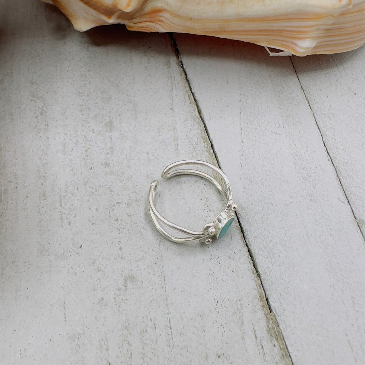 Turquoise Sterling Silver Adjustable Toe Ring