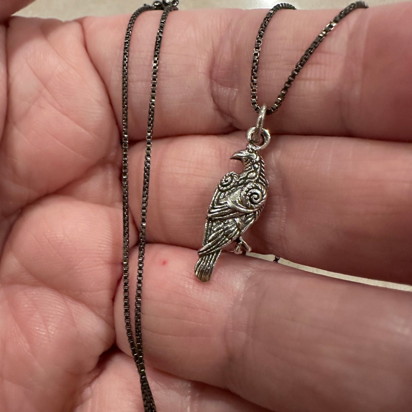 Sterling Silver Raven Necklace Black Rhodium Chain