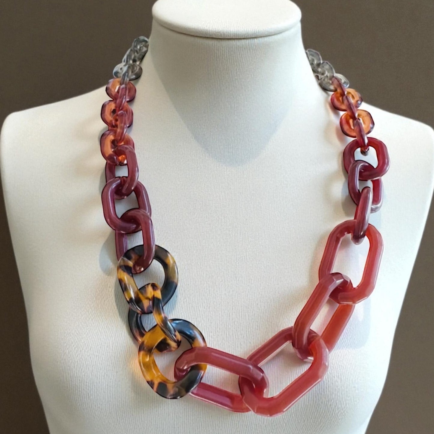 Banana Republic Multi-Tone Lucite Chain-Link Statement Necklace