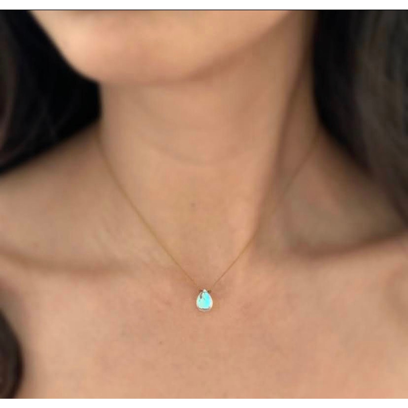 Hydroquartz Mystic Rainbow Faceted Teardrop Cord Necklace 16"