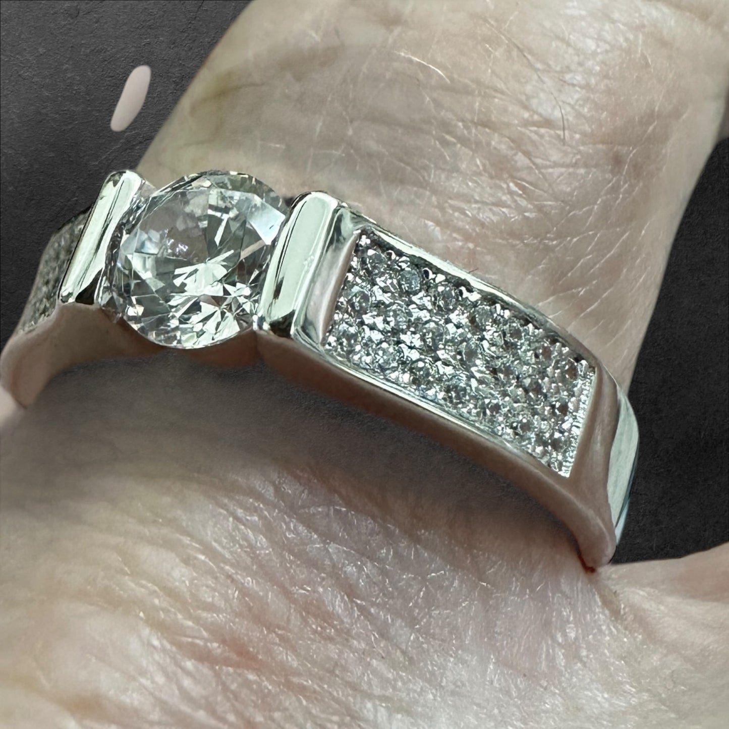 Sterling Silver Clear Round Engagement Ring 6,7,8