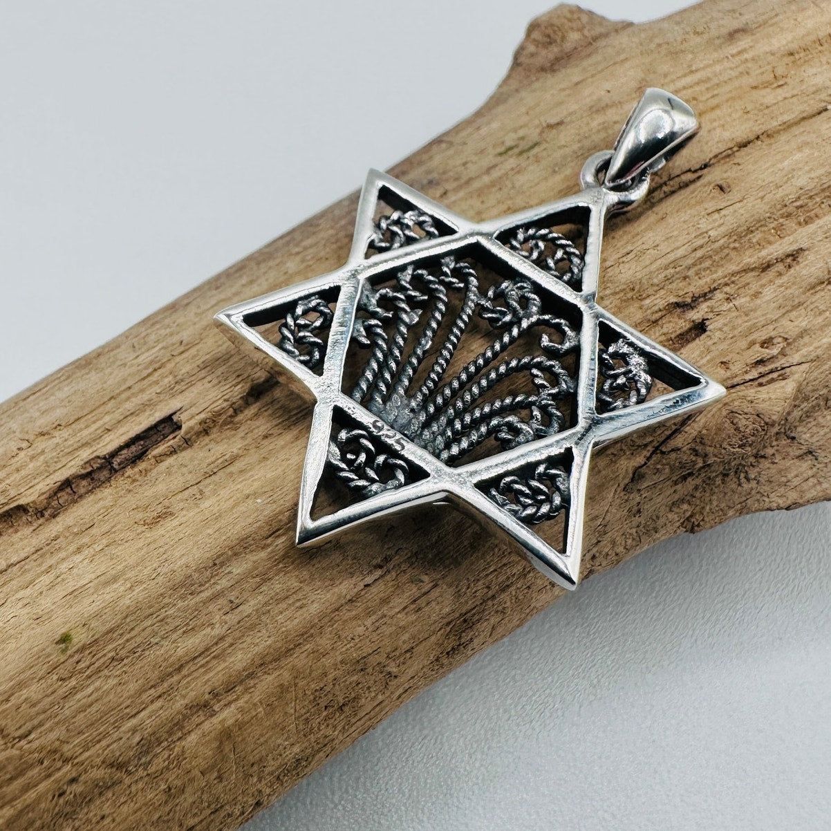 Sterling Silver Star of David Filigree Pendant, Israel, Jewish, Kabbalah, Judaic