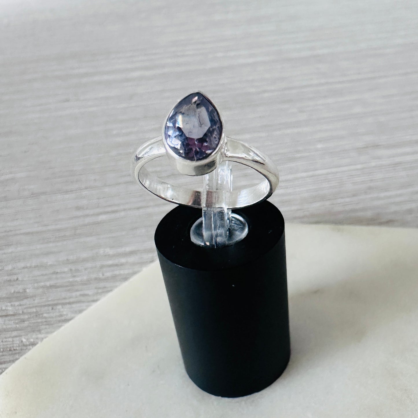 Lab Grown Color-change Alexandrite Sterling Silver Ring