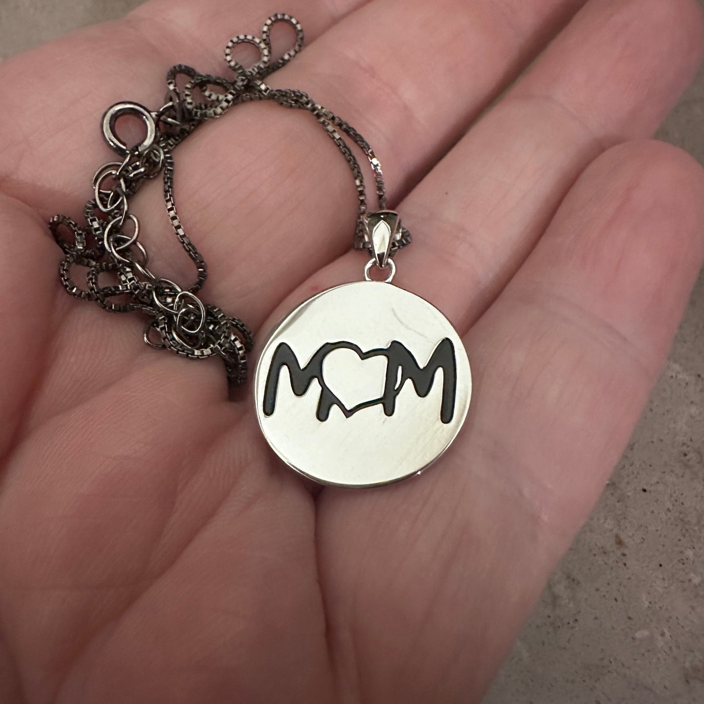 Sterling Silver "Im so glad you're my mom" Necklace-Rhodium Plated Chain