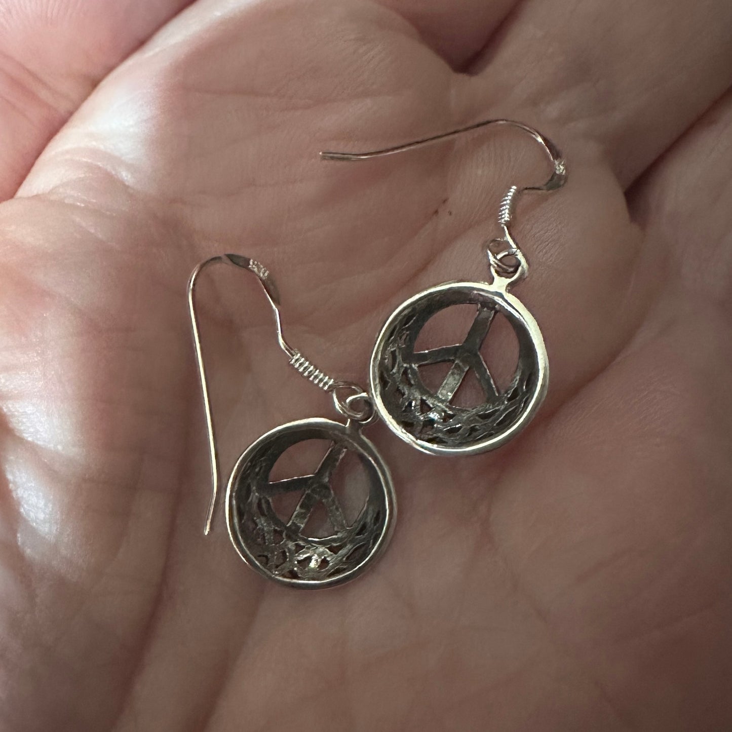 Peace Sign Celtic Sterling Silver Drop Earrings