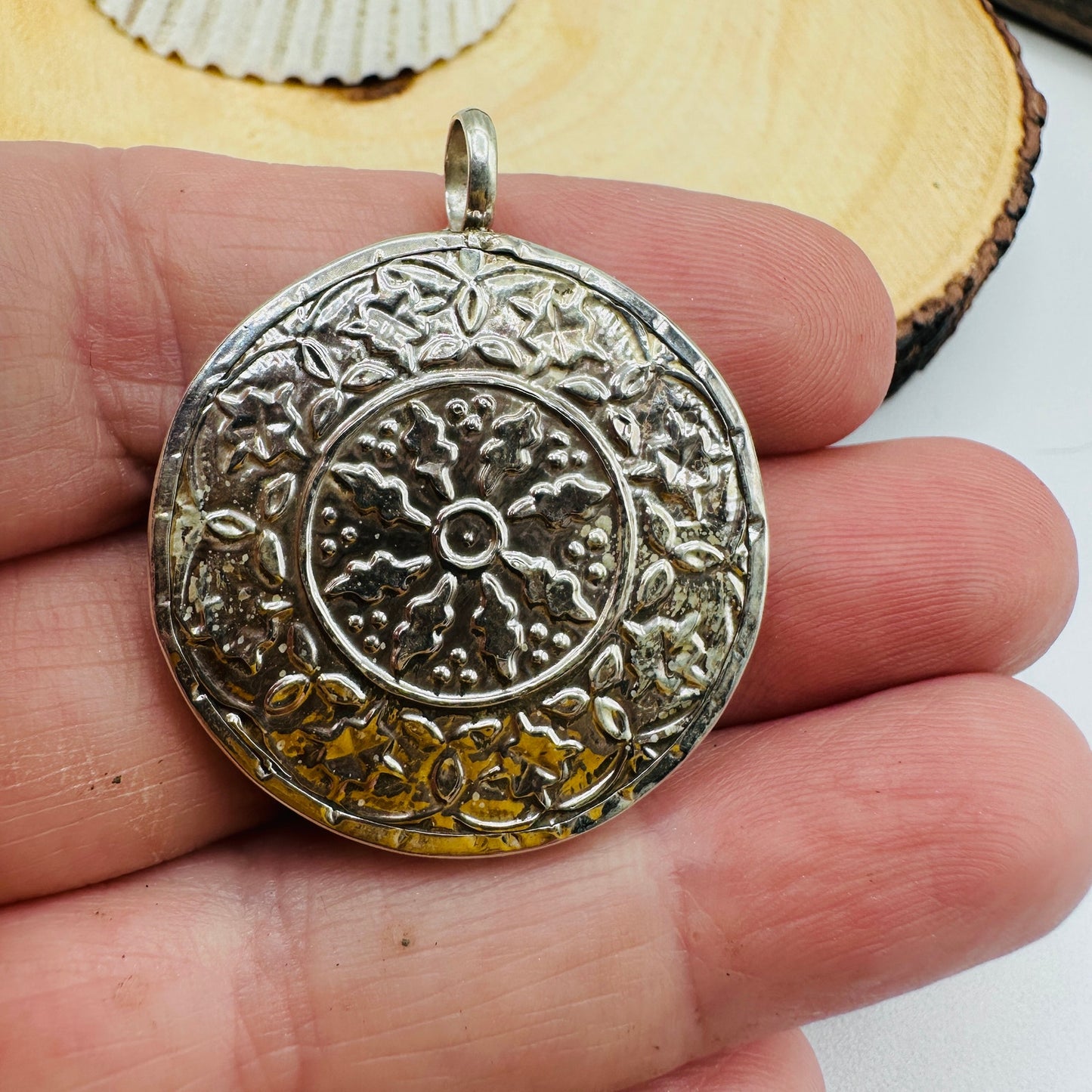 Lord Ganesha Hand Painted 925 Sterling Silver Pendant