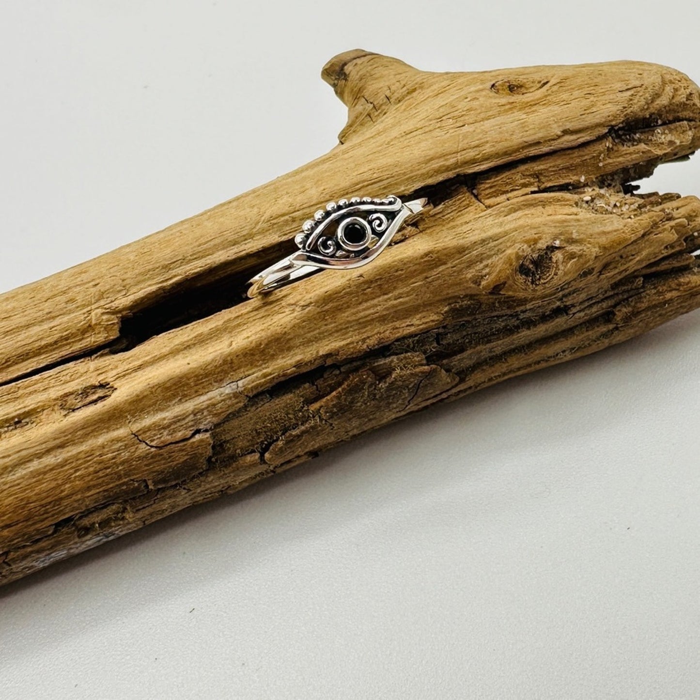 Evil Eye Sterling Silver CZ Ring Protection