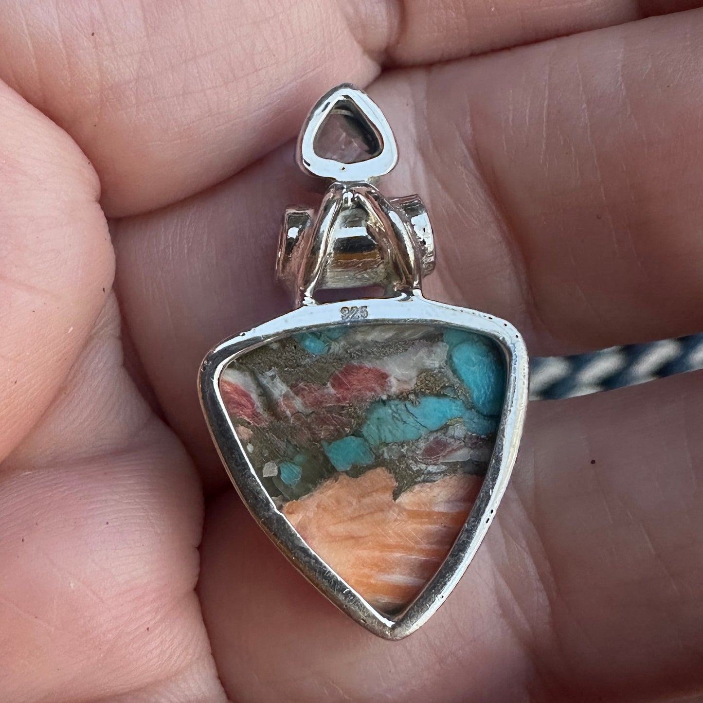 Composite Spiny Oyster & Arizona Turquoise Sterling Silver Pendant
