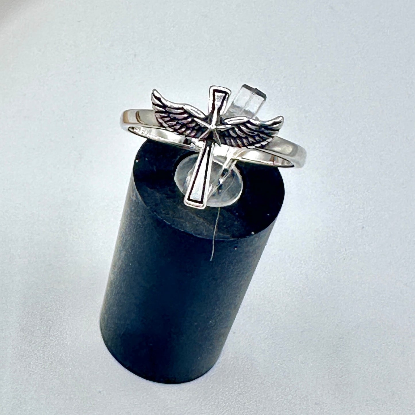Cross With Wings Sterling Silver Ring