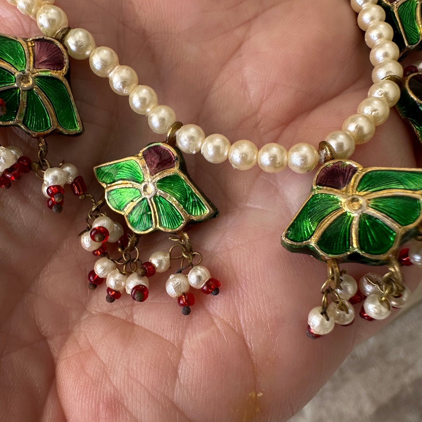 Vintage Kundan Pearl Reversible Necklace Set