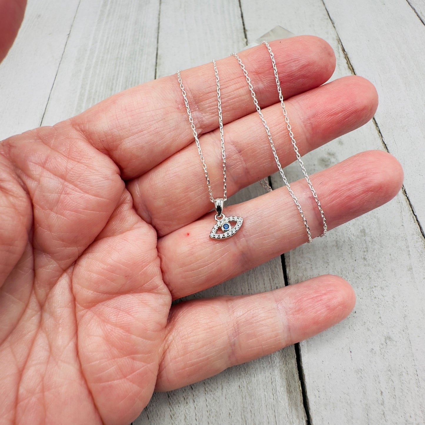 Evil Eye Minimalist Necklace, Dainty, Cz Necklace