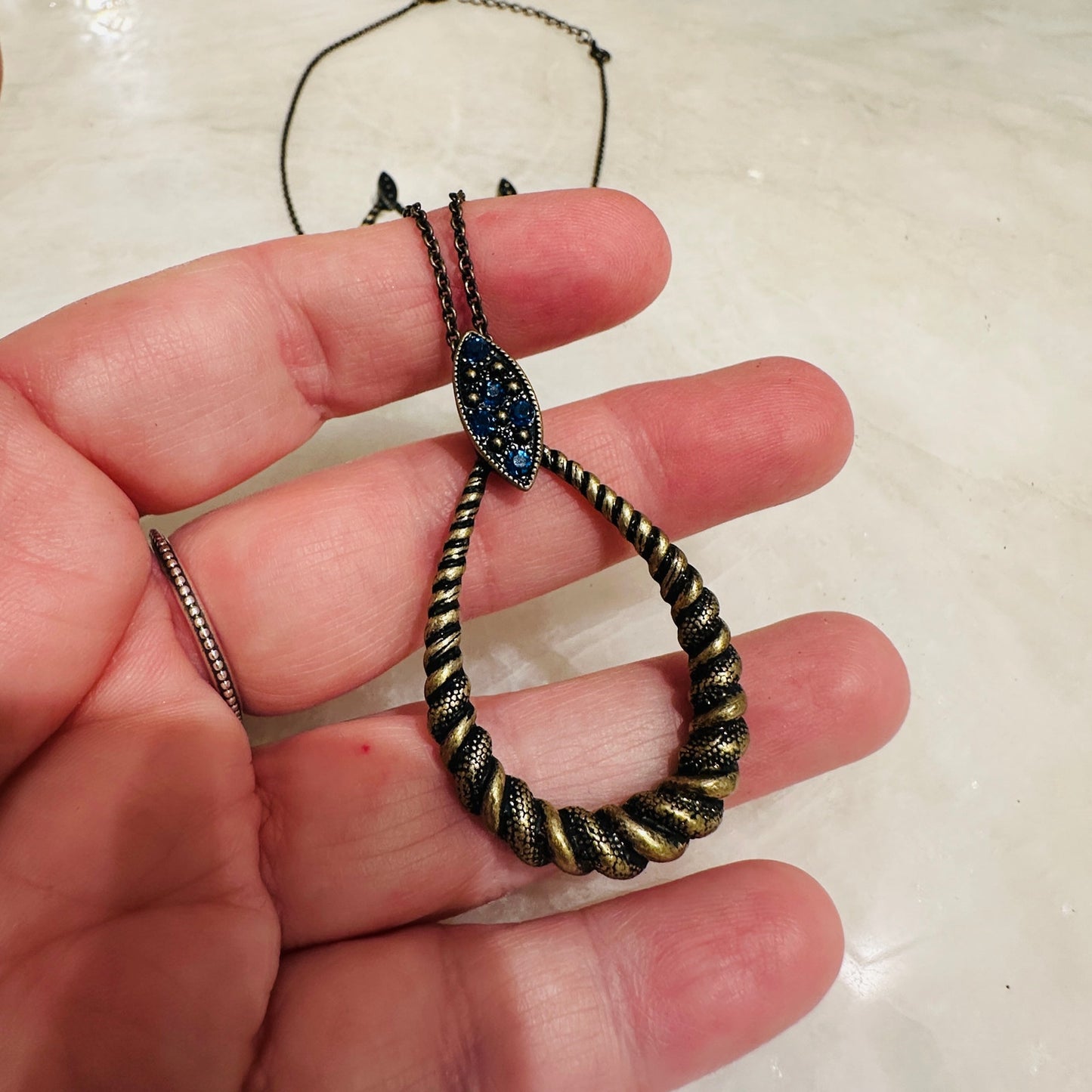 Vintage Avon Twist Necklace & Earring Blue Rhinestones