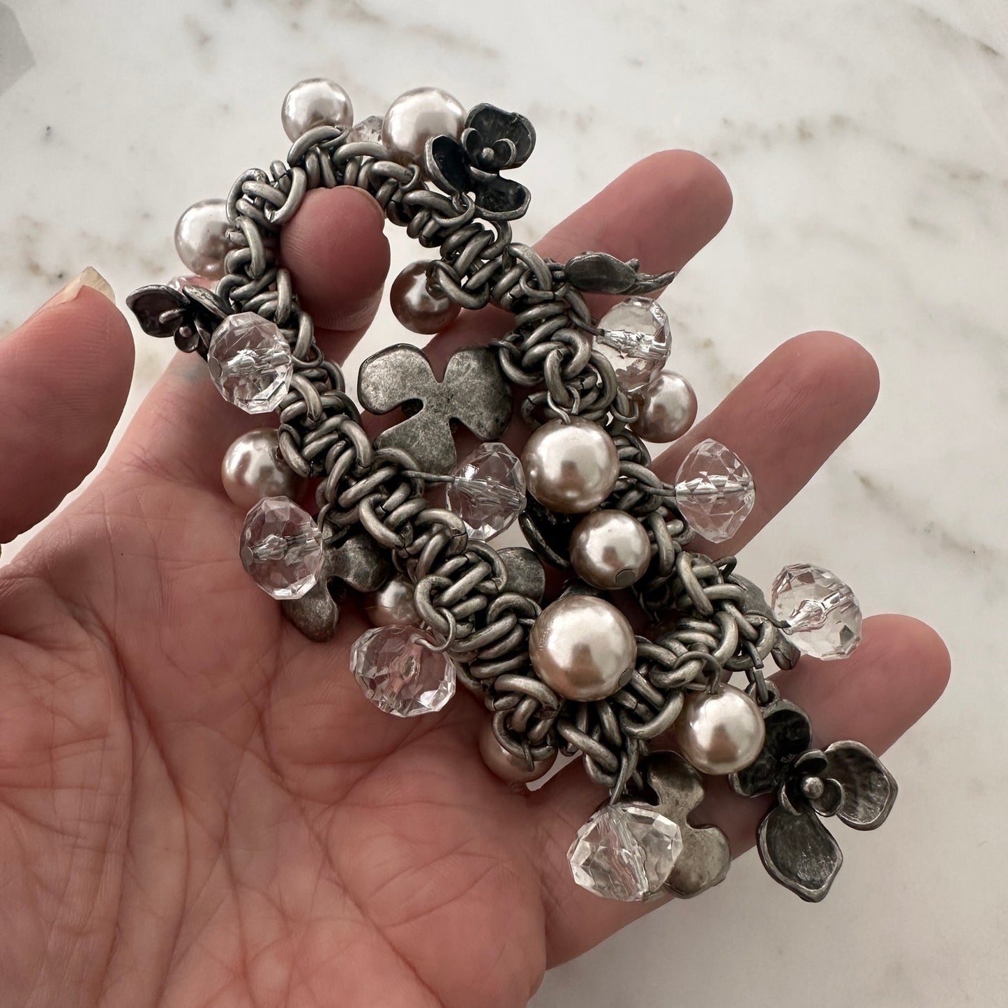 Chico’s Charm Bracelet – Mixed Metal with Beads & Crystals