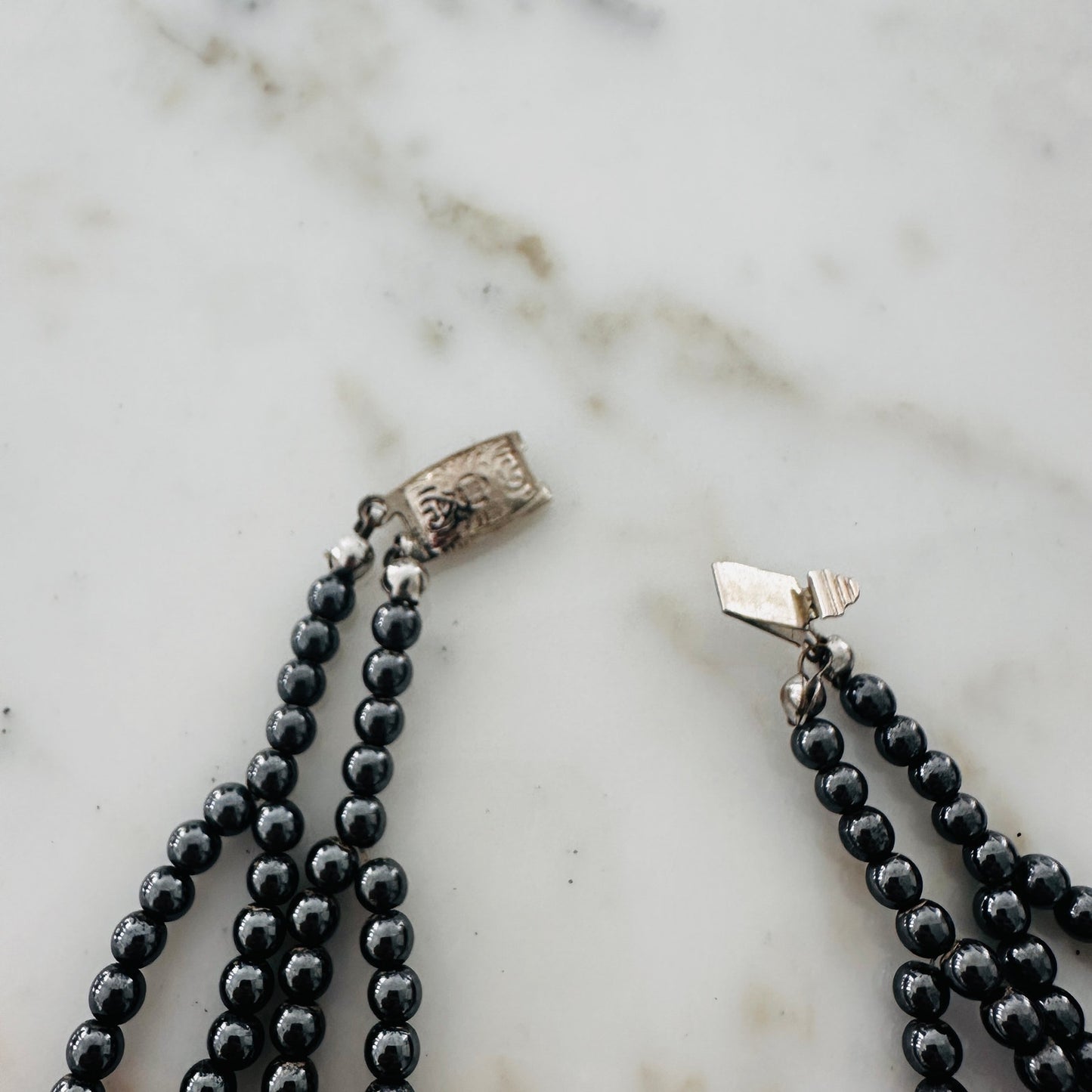 Vintage Hematite & Green Beaded Statement Necklace