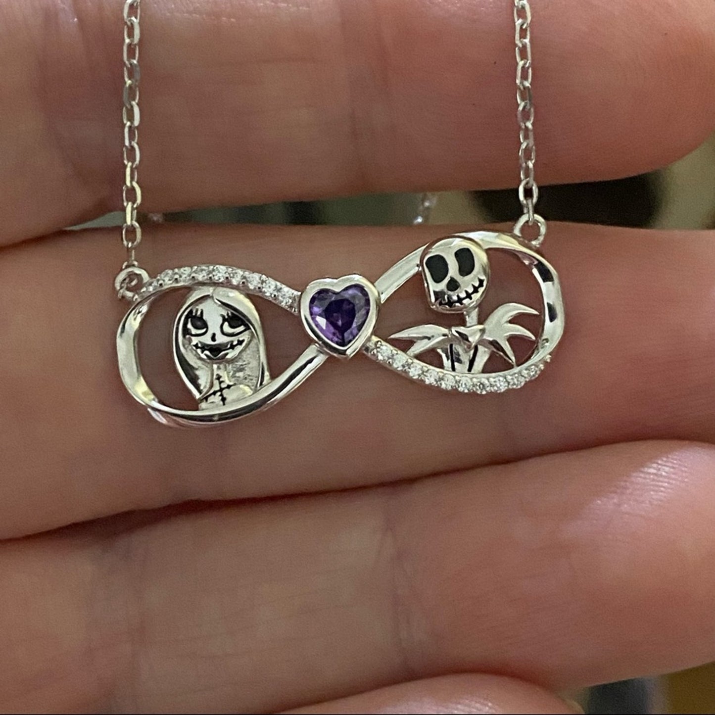 Night Before Christmas Jack And Sally Sterling Silver Necklace