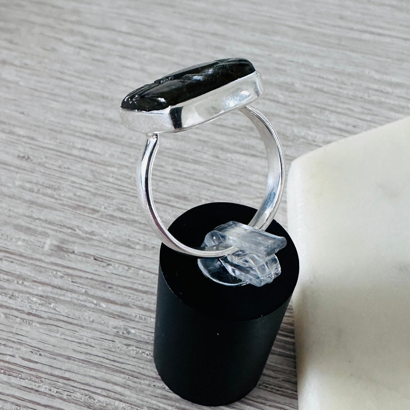 Natural Carving Labradorite Madagascar Sterling Silver Ring Size 9