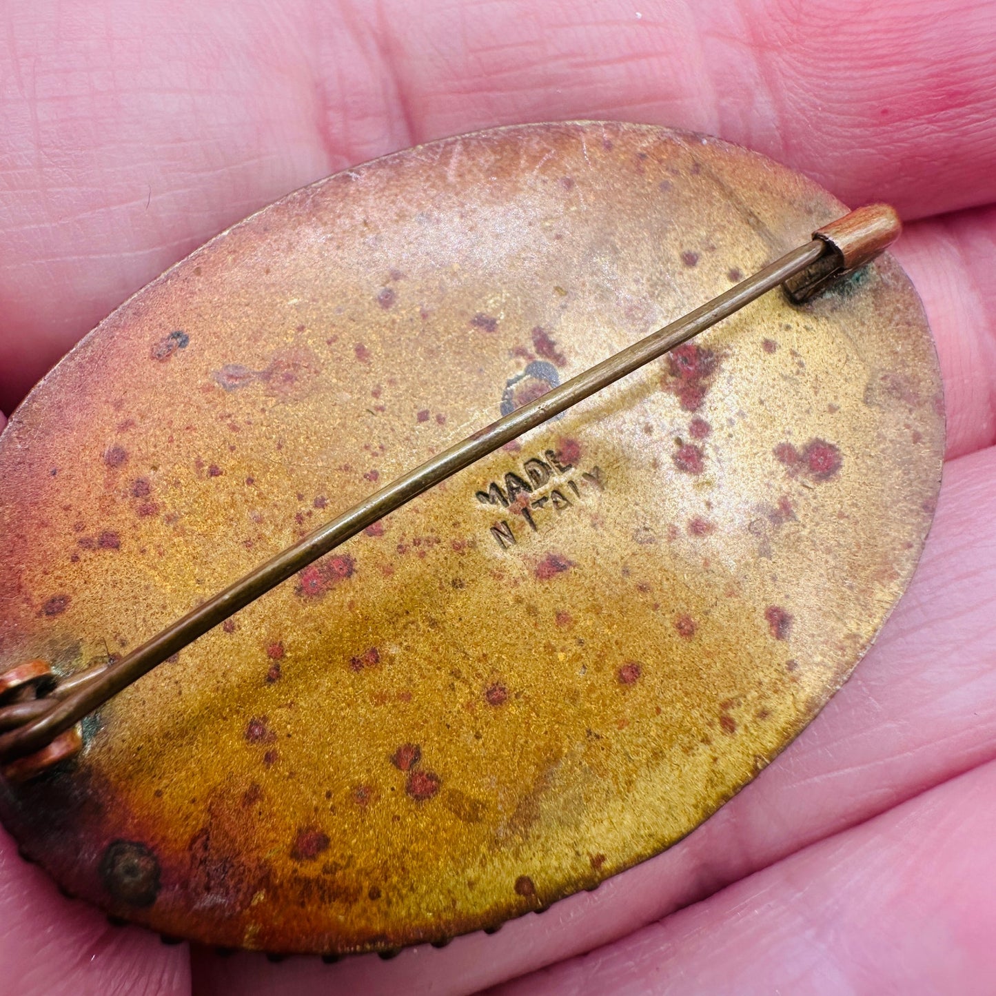 Vintage Italian Micro Mosaic Floral Brooch