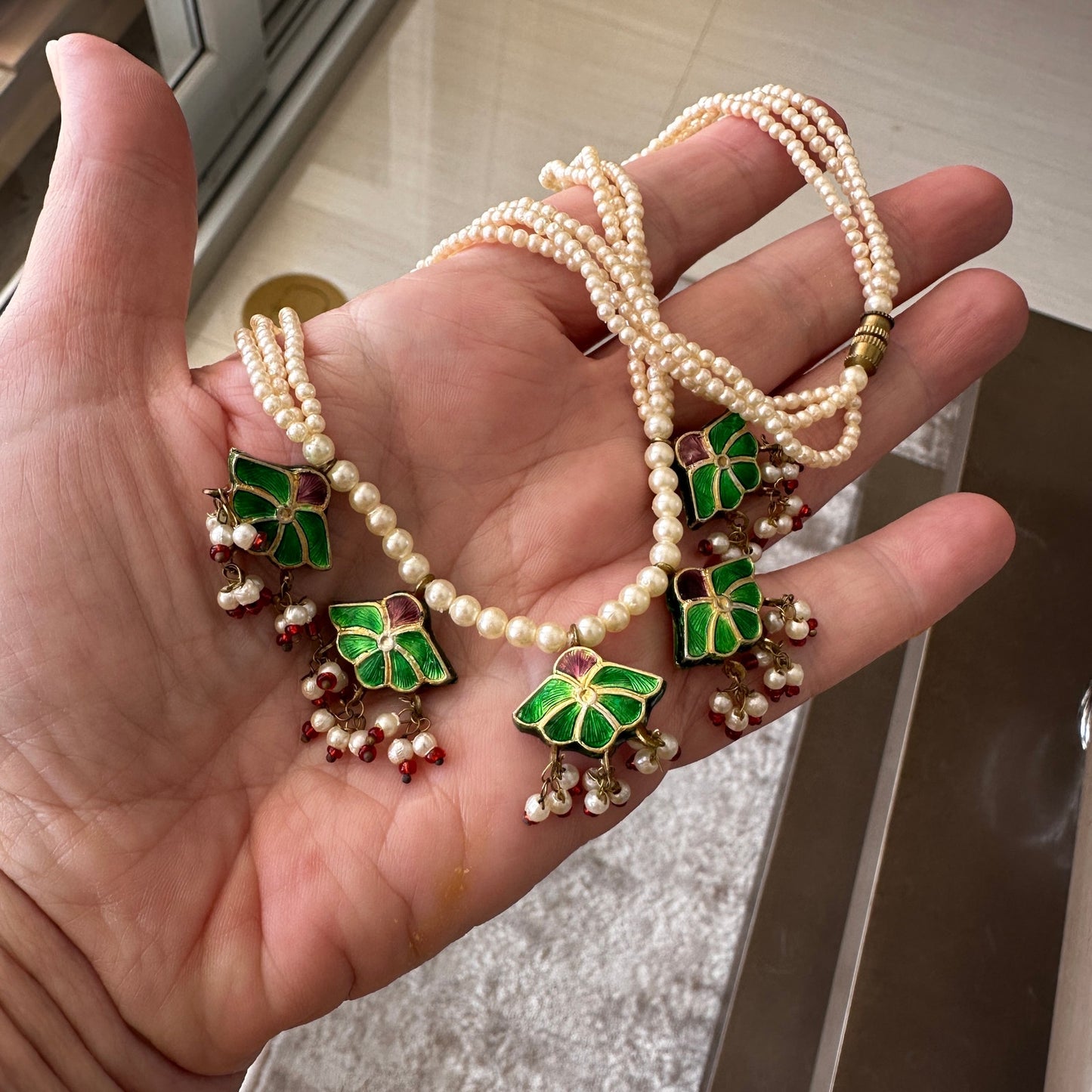 Vintage Kundan Pearl Reversible Necklace Set