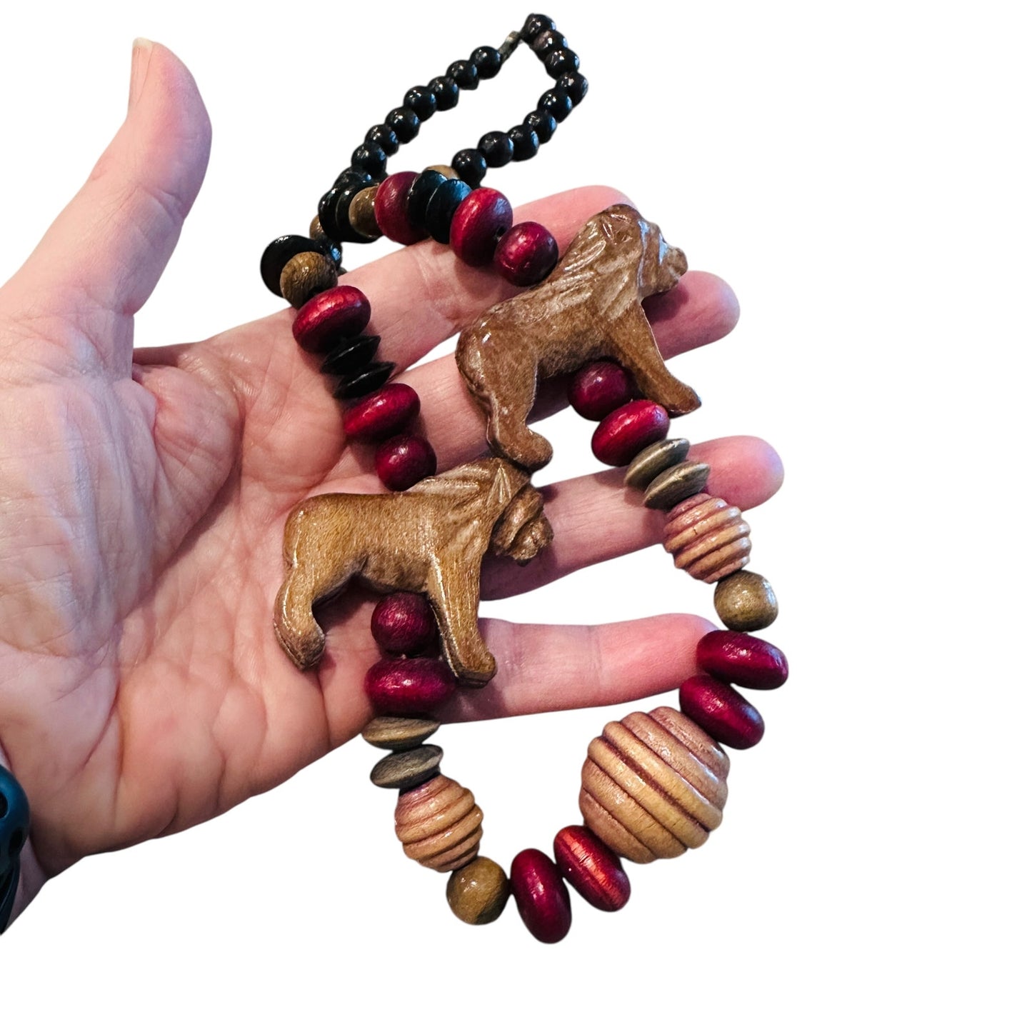Vintage Carved Animal Statement Necklace