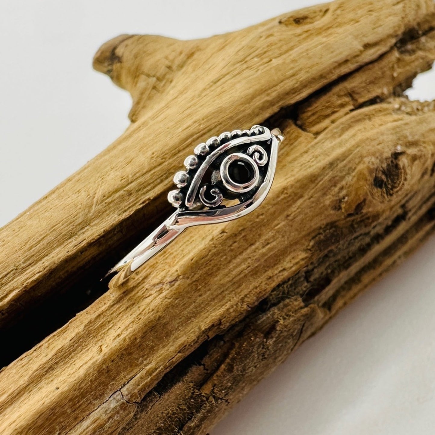 Evil Eye Sterling Silver CZ Ring Protection