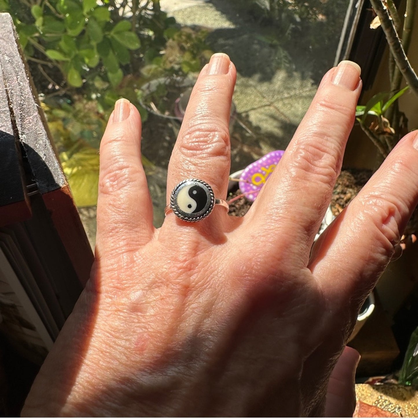 Yin And Yang Sterling Silver Ring, Boho Ring, Yoga Ring