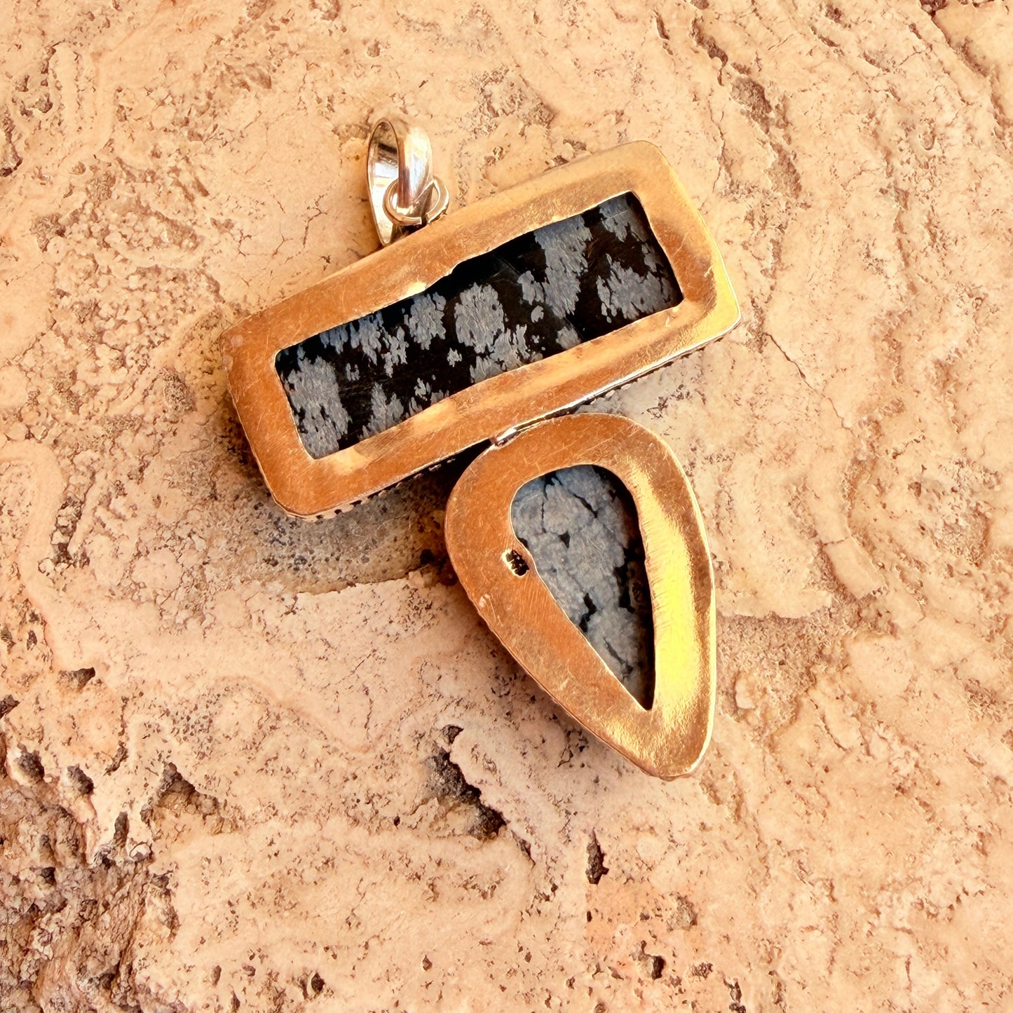 Snowflake Obsidian Statement Pendant 925 Silver Overlay