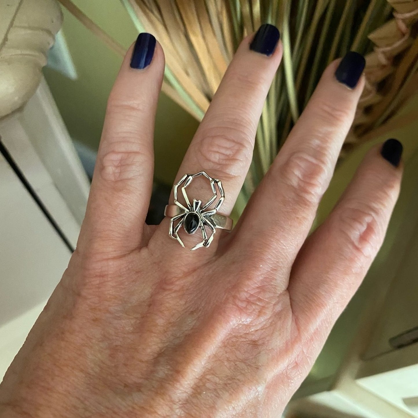 Spider Black Onyx Sterling Silver Ring