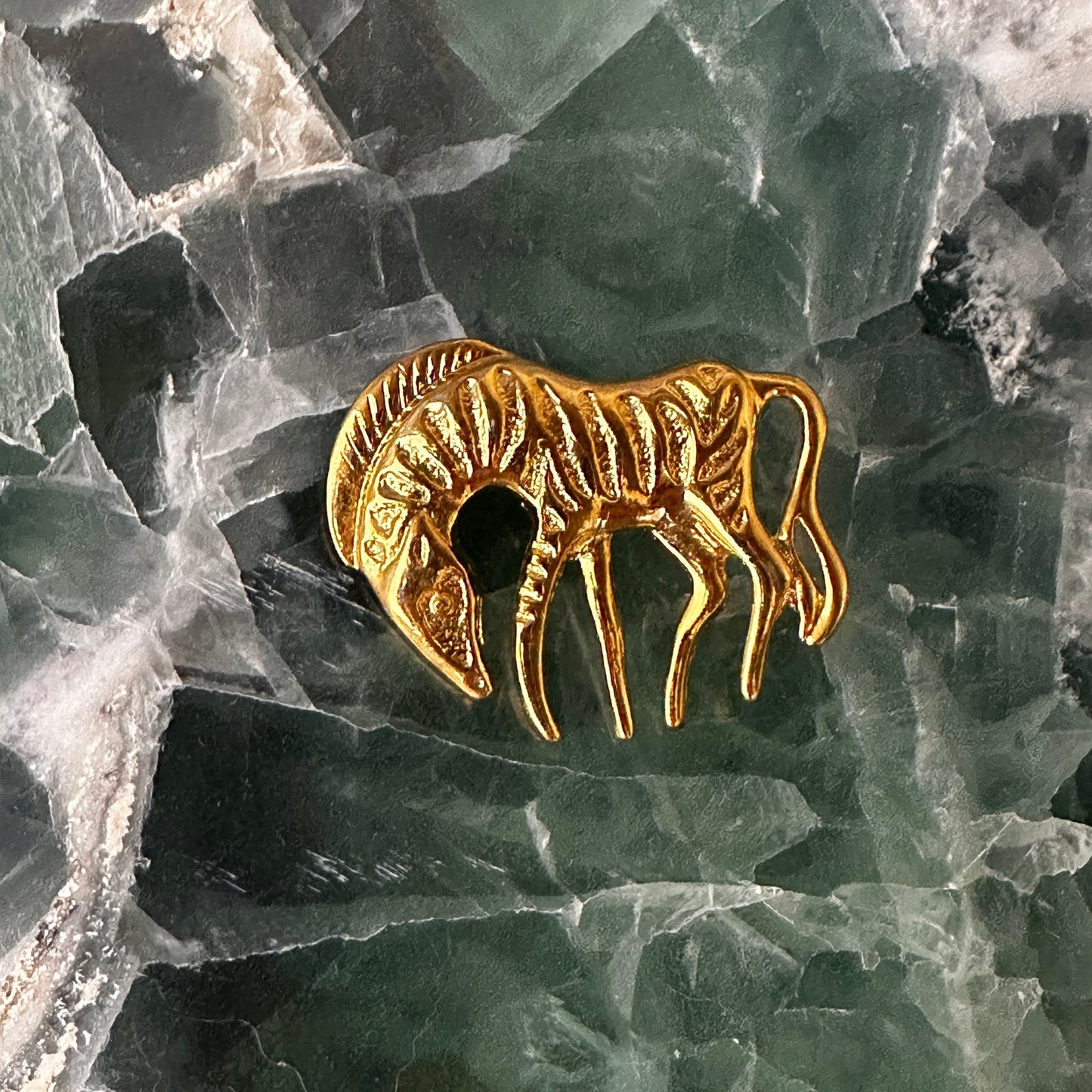 Vintage Gold Zebra Brooch