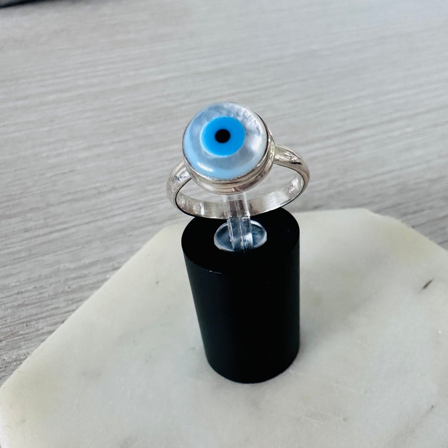 Evil Eye Composite Shell And Turquoise Sterling Silver Ring