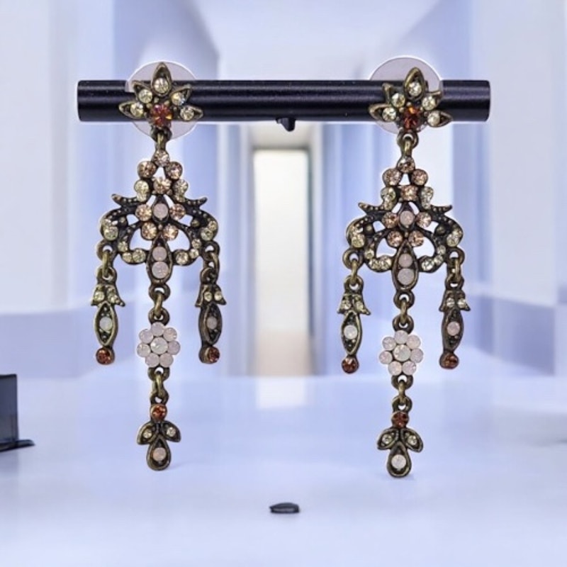 Vintage Victorian Style Floral Chandelier Earrings
