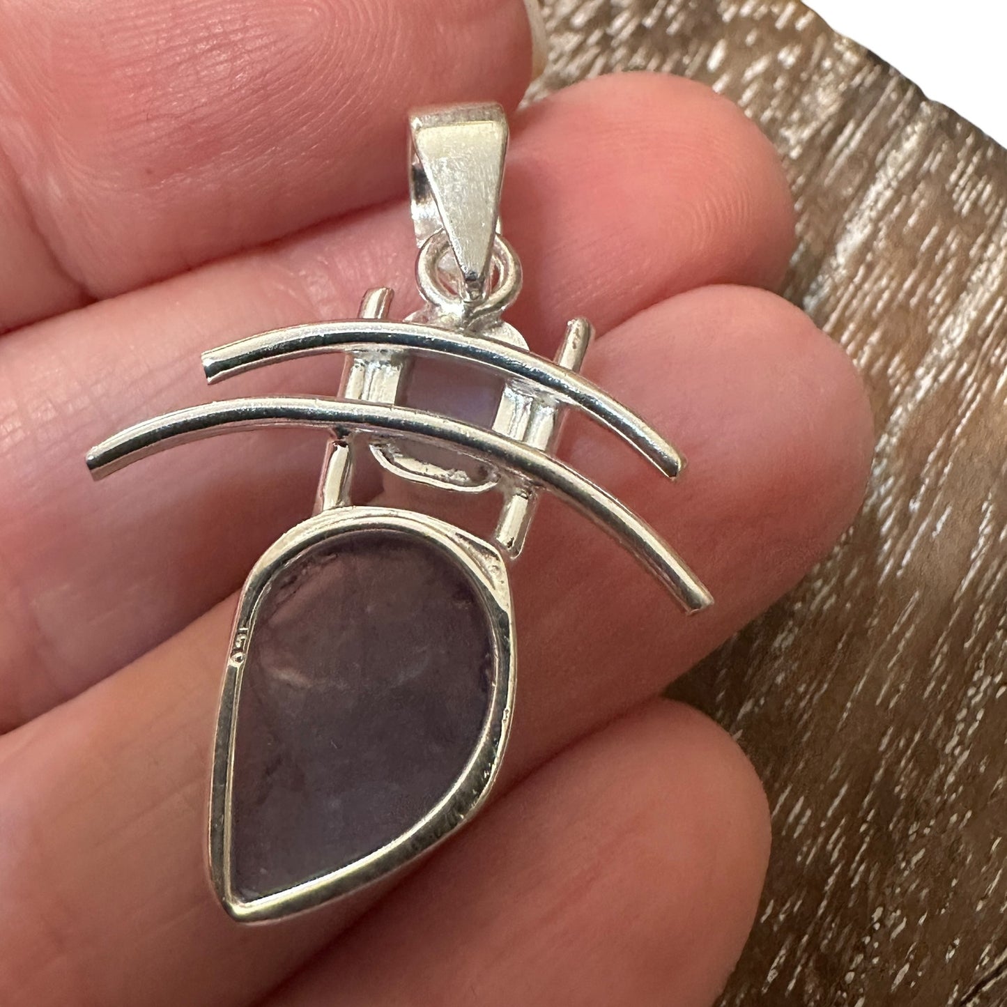 Raw Tanzanite Crystal Rainbow Moonstone 925 Sterling Silver Pendant