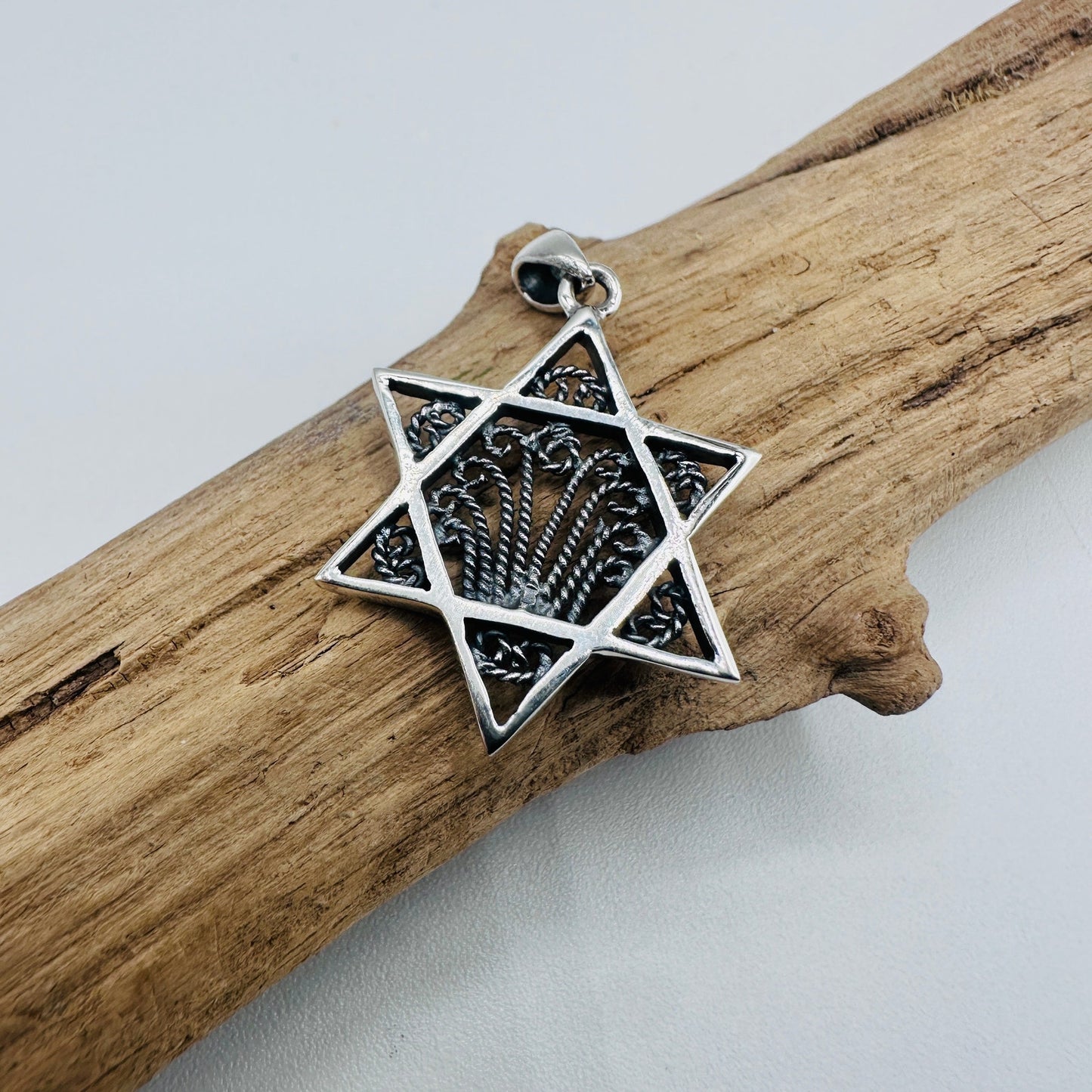 Sterling Silver Star of David Filigree Pendant, Israel, Jewish, Kabbalah, Judaic
