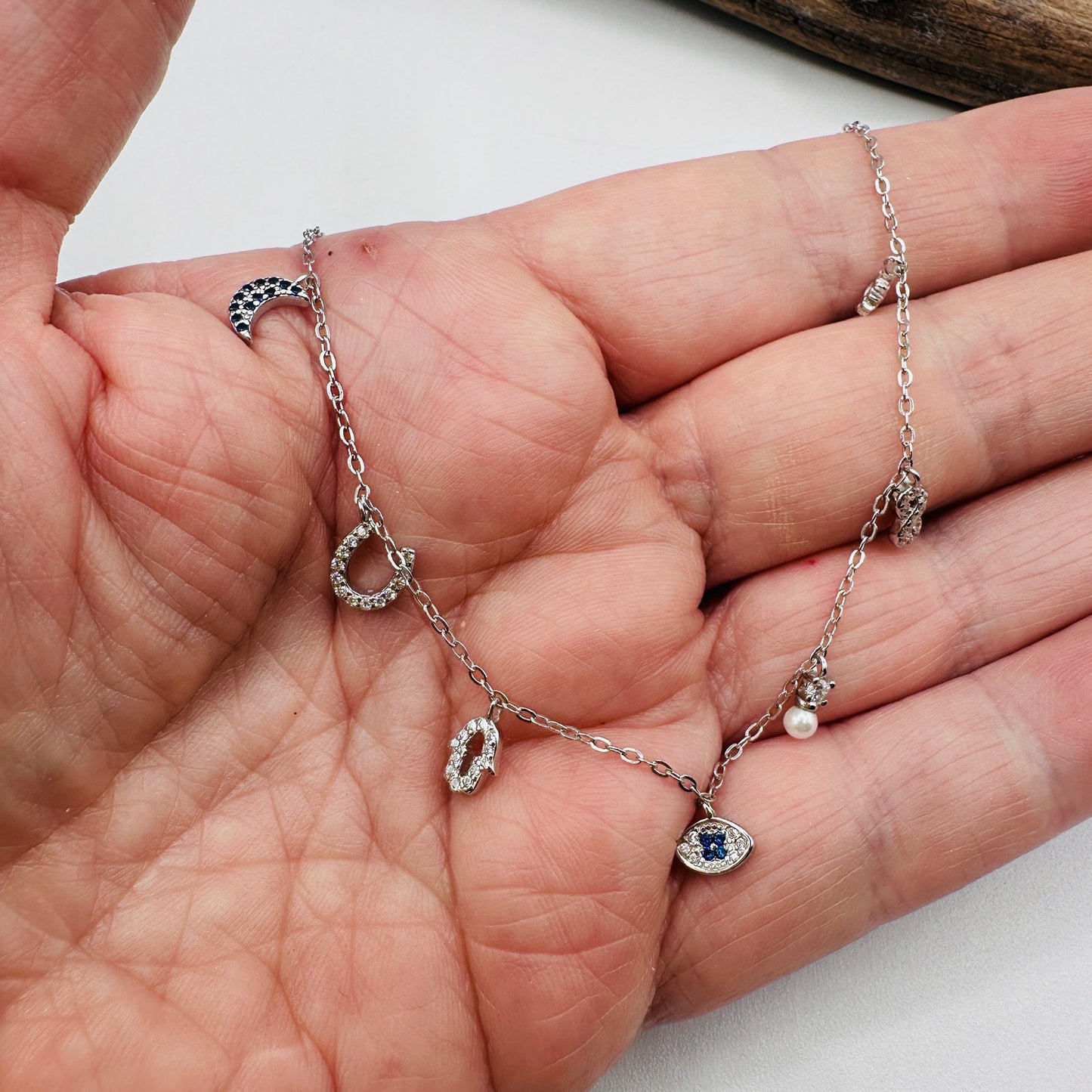 Sterling Silver Evil Eye Good Luck Charm Necklace Protection Jewelry