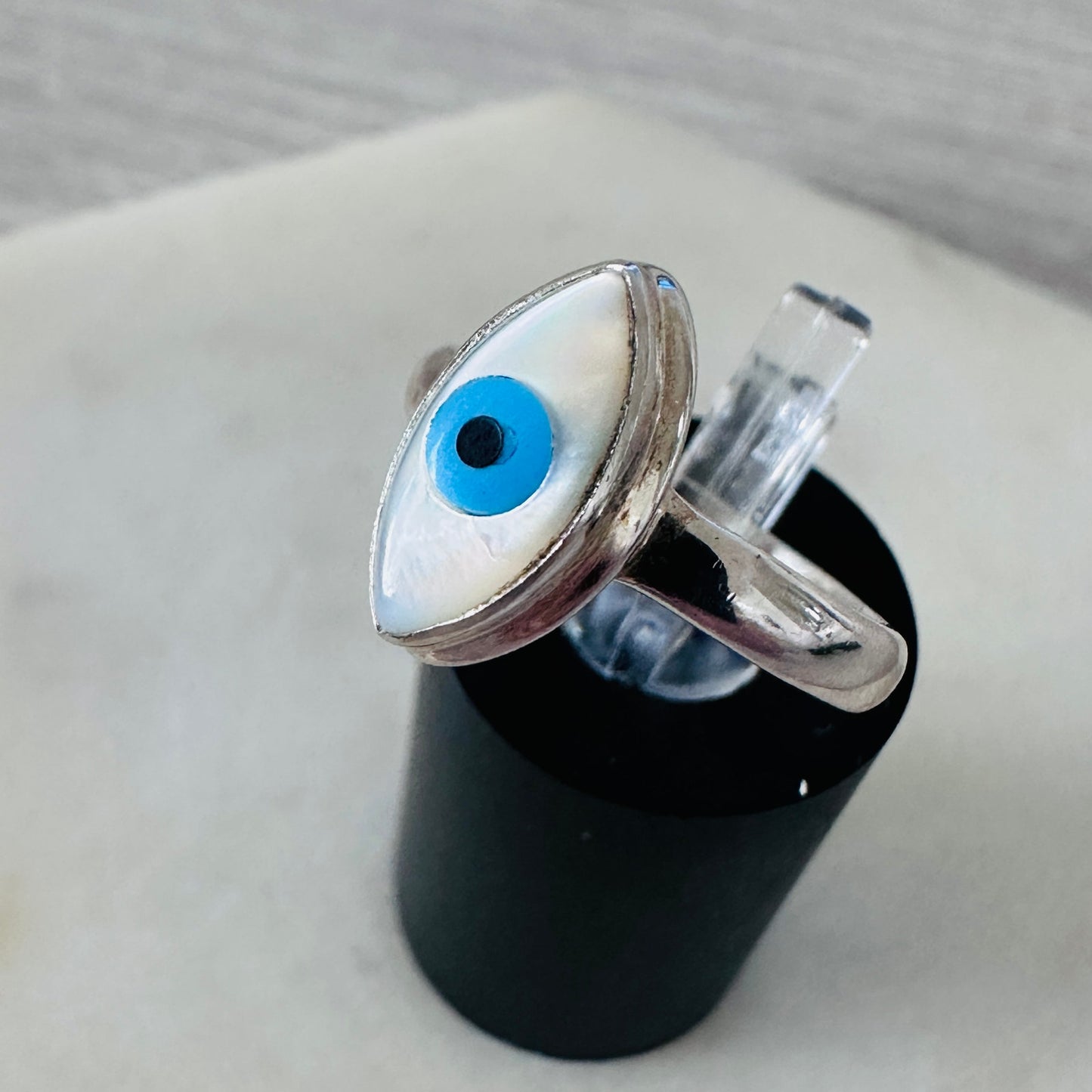 Evil Eye Composite Shell And Turquoise Sterling Silver Ring