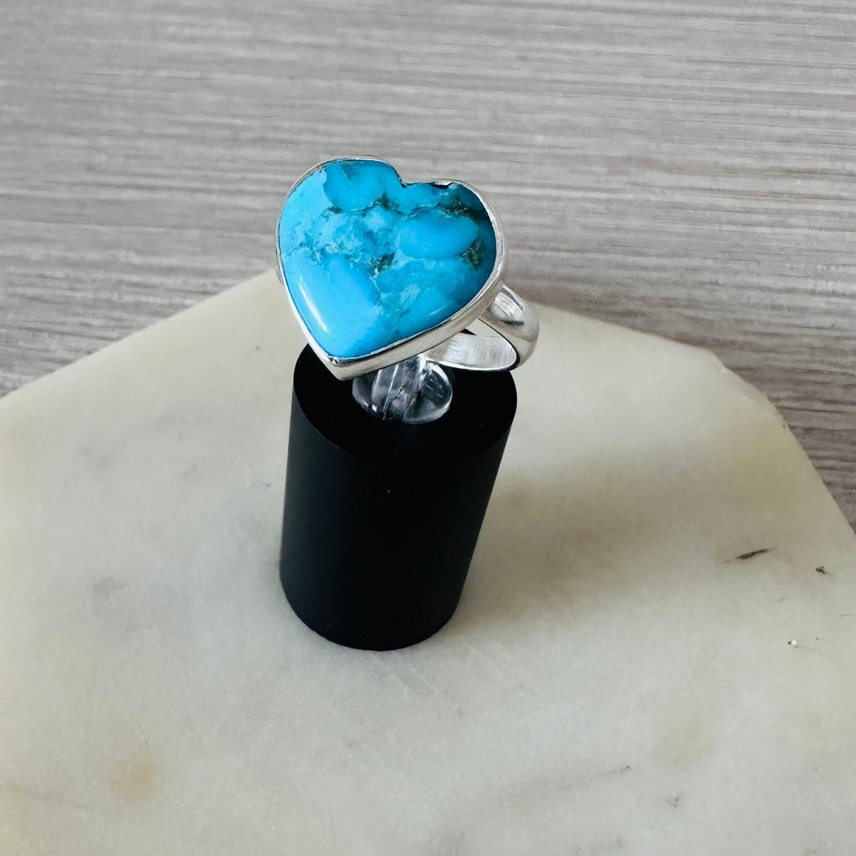 Heart Composite Mohave Blue Turquoise Sterling Silver Ring