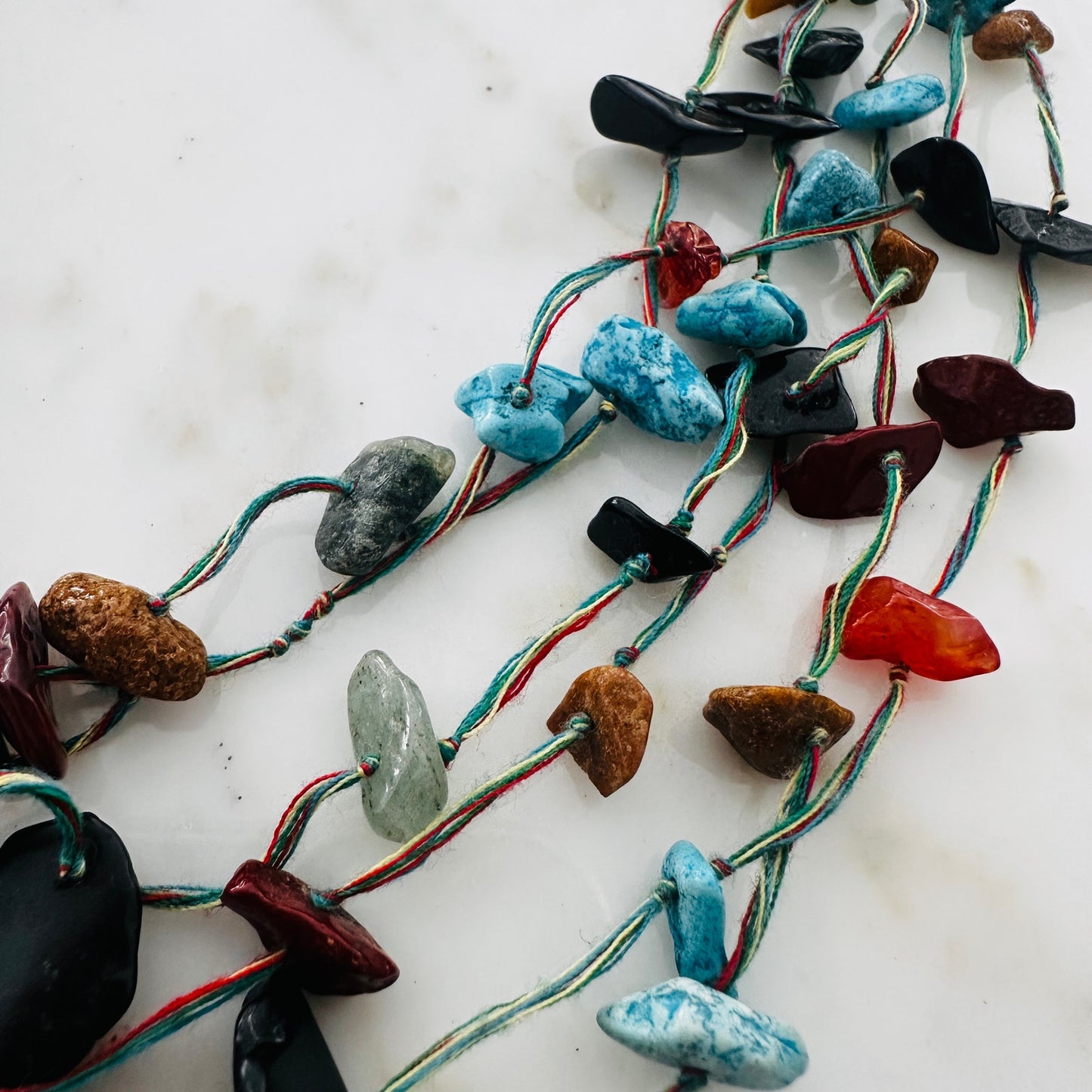 Multi-Stone Chip Bead Necklace-Boho Layered Style