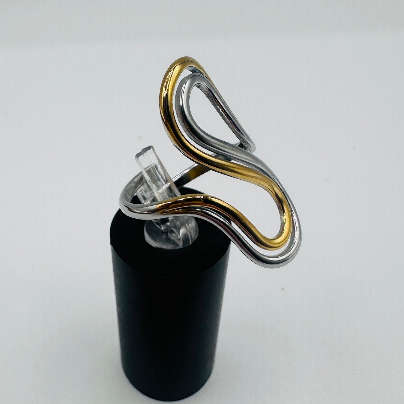 Two-Tone Abstract Ring-18K Gold & Silver-Adjustable