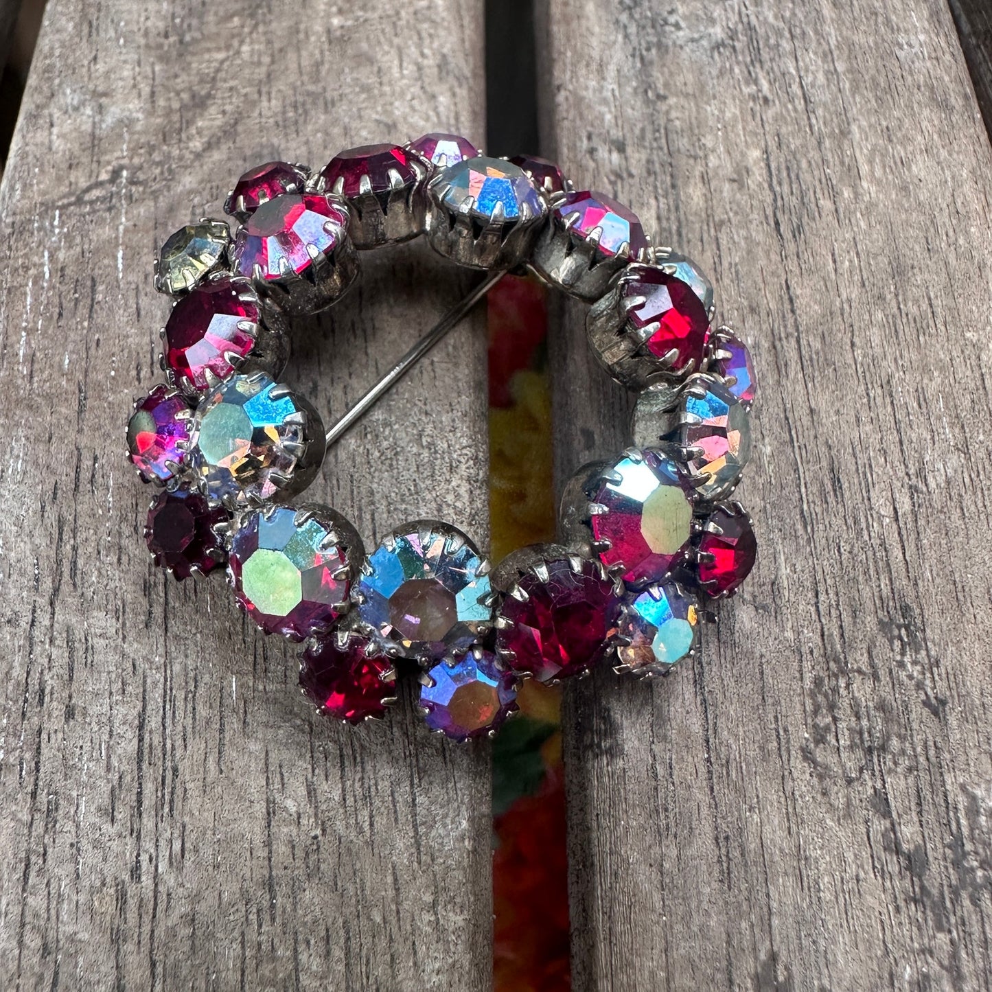 Vintage 1950-1960 Aurora Borealis Austrian Crystal Rhinestone Brooch