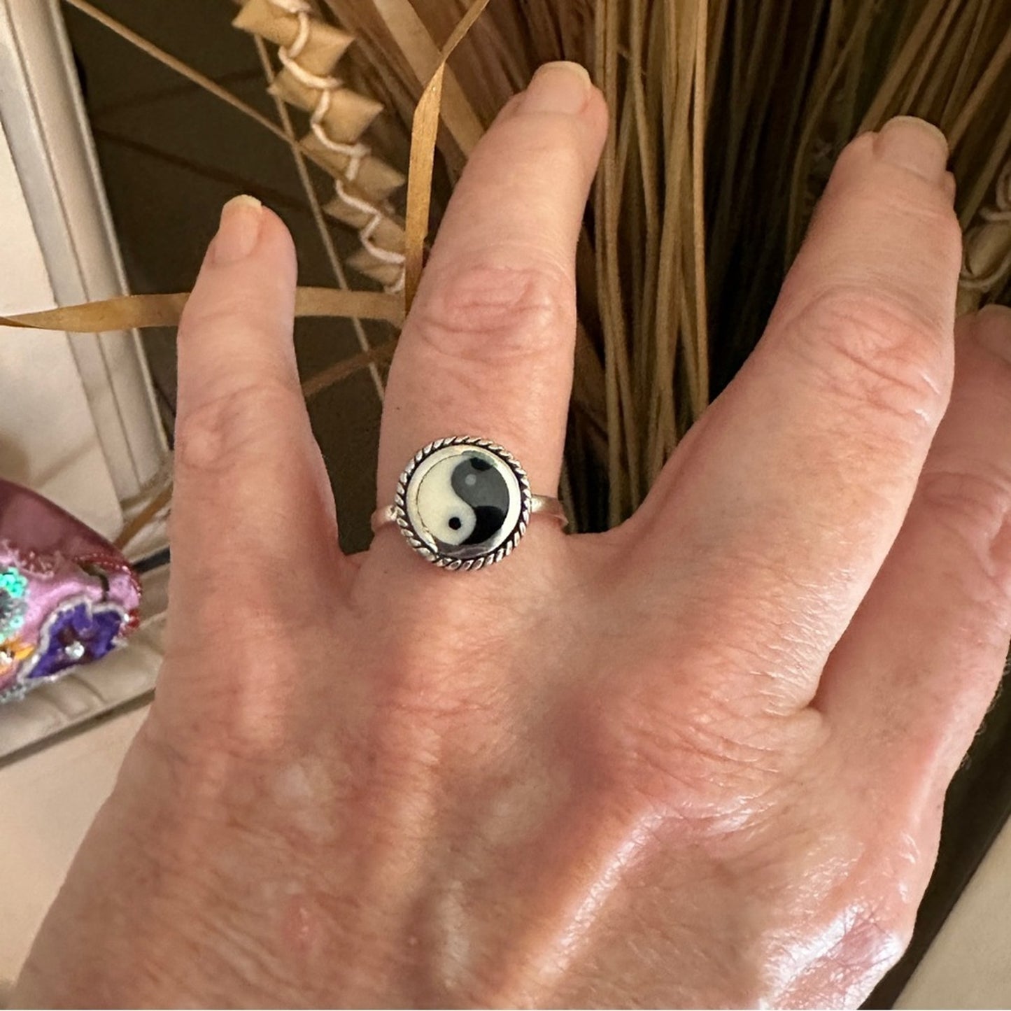 Yin And Yang Sterling Silver Ring, Boho Ring, Yoga Ring