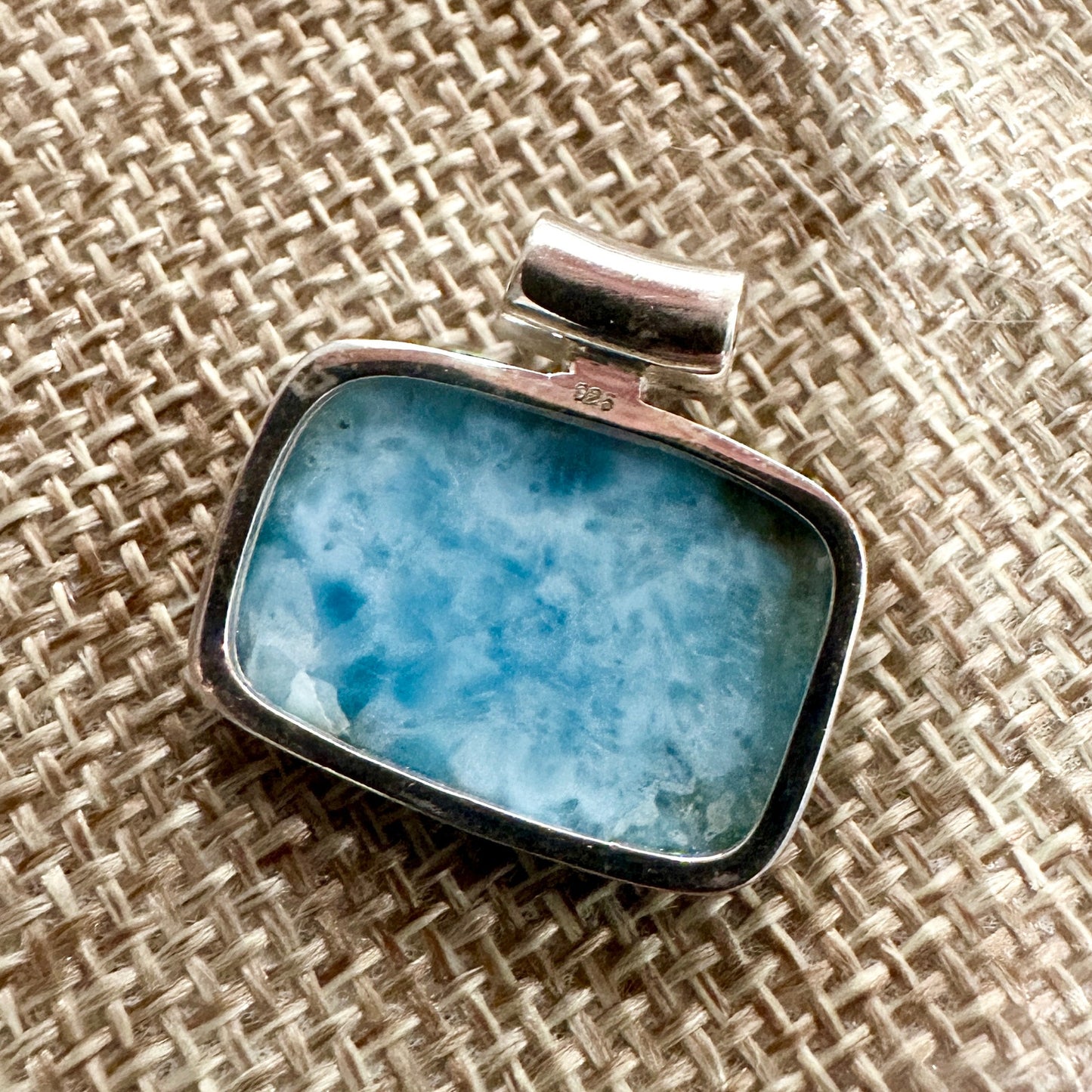 925 Sterling Silver Larimar & Moonstone Pendant-Genuine Dominican
