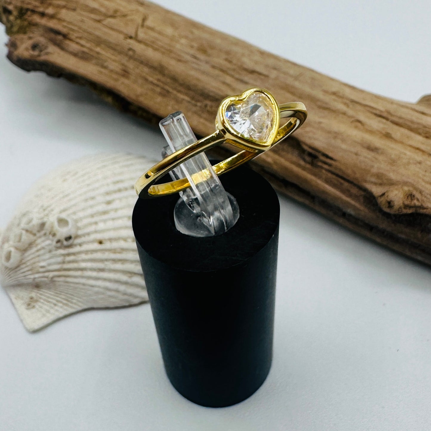 Gold Plated Sterling Silver Cz Heart Ring