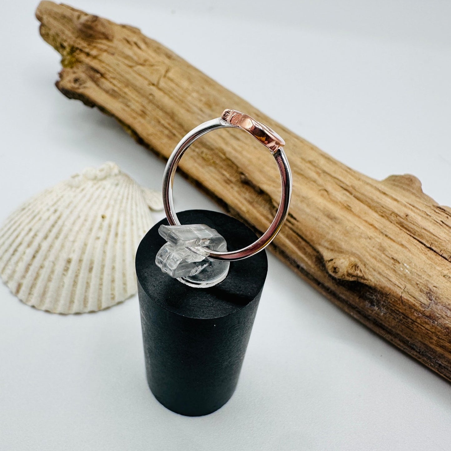 Sterling Silver Moon & Star Ring – Rose Gold & Rhodium Plated