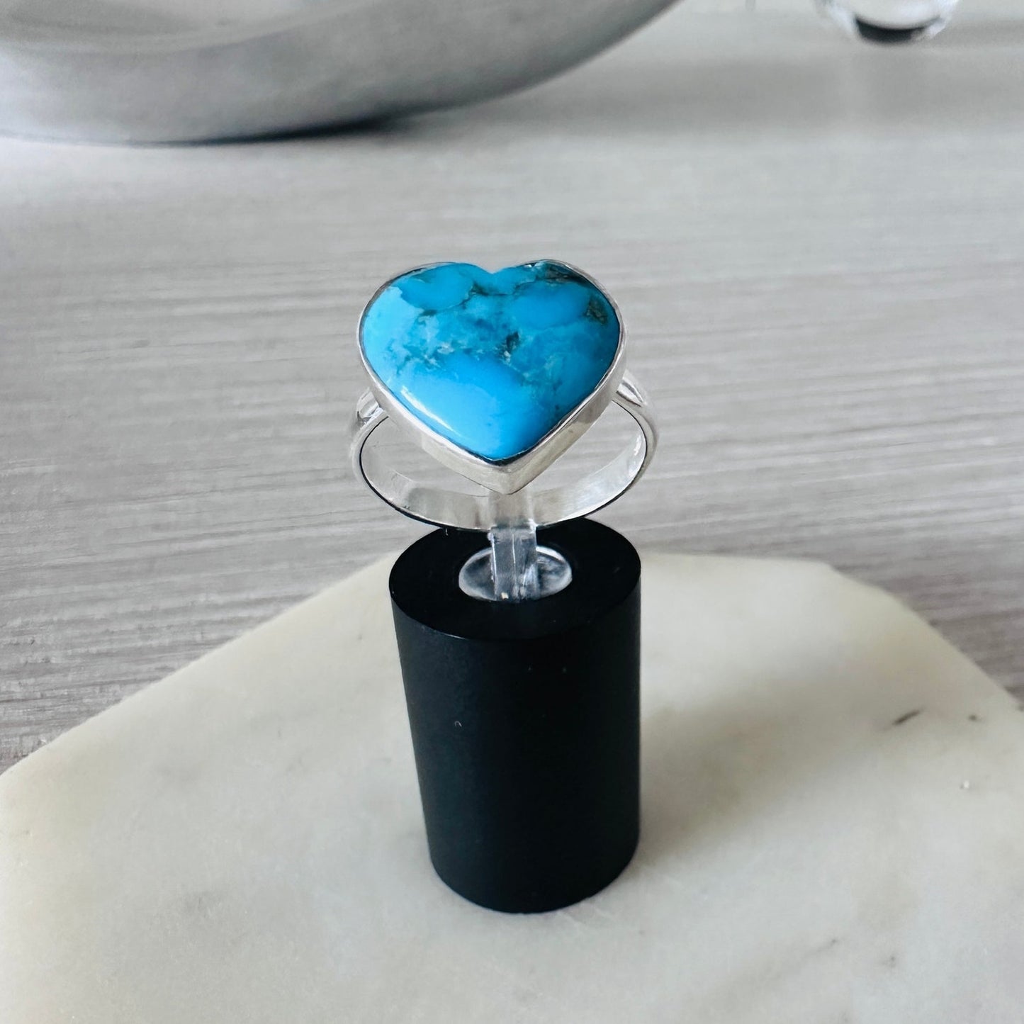 Heart Composite Mohave Blue Turquoise Sterling Silver Ring